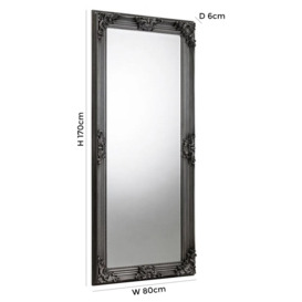 Rococo Pewter Carved Rectangular Leaner Mirror - 80cm x 170cm - thumbnail 3