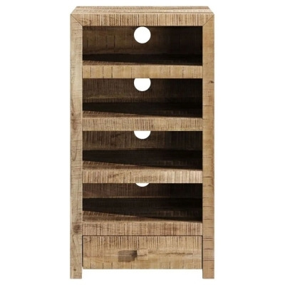Dakota Mango Wood Hifi Cabinet, Indian Light Natural Rustic Finish 85cm - image 1