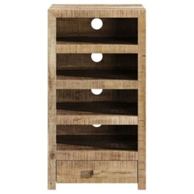 Dakota Mango Wood Hifi Cabinet, Indian Light Natural Rustic Finish 85cm - thumbnail 1