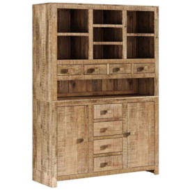 Dakota Mango Wood Buffet Hutch, Indian Light Natural Rustic Finish, Large Kitchen Display Cabinet - Dresser Unit - thumbnail 2