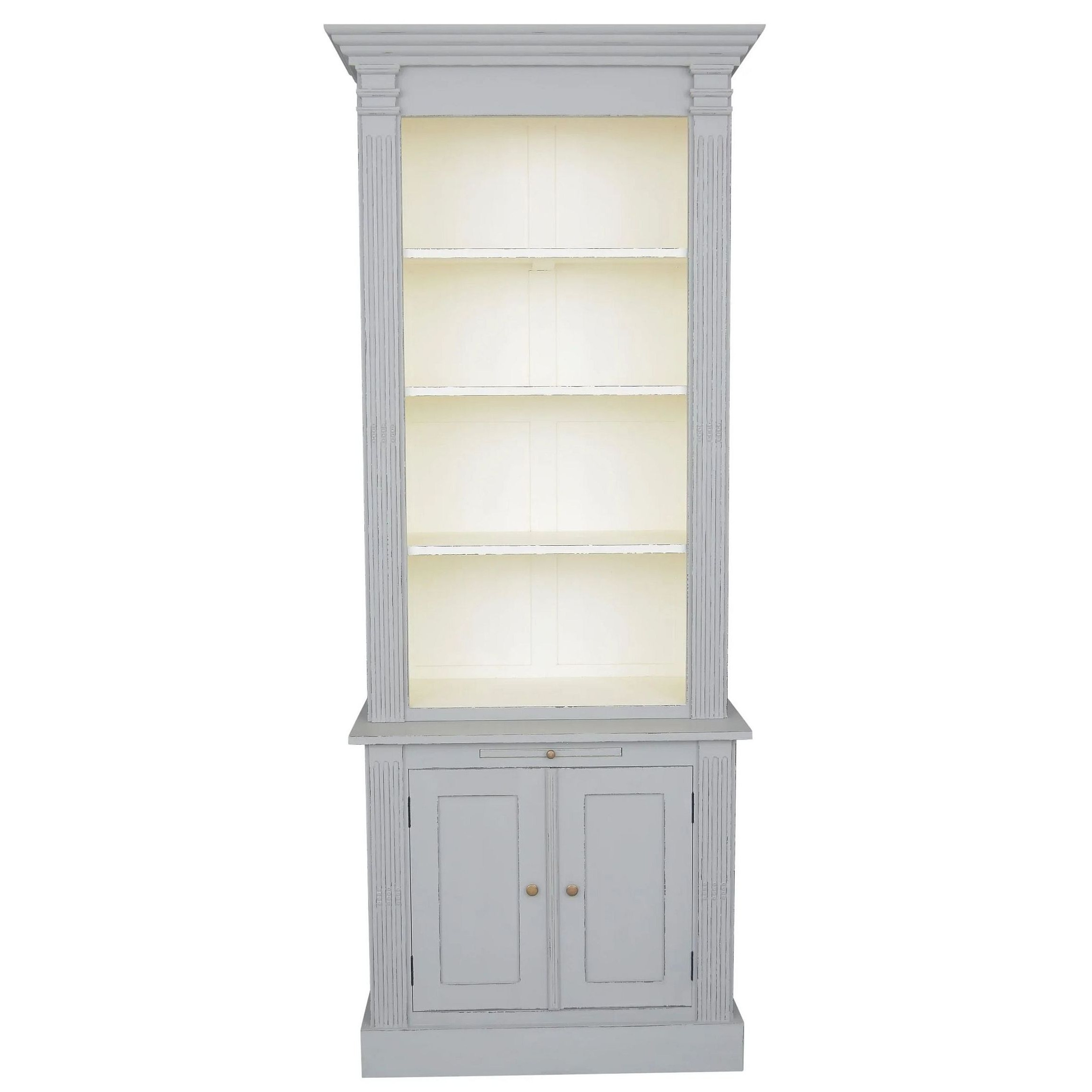 Valerie French Distressed Stone Grey 2 Door Bookcase - image 1