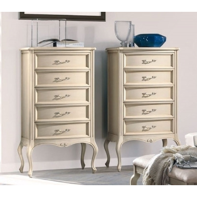 Camel Verdi Night Painted French Style 5 Drawer Tallboy Chest - image 1