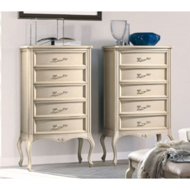 Camel Verdi Night Painted French Style 5 Drawer Tallboy Chest