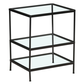 Merton 2 Tier Glass and Dark Grey Side Table