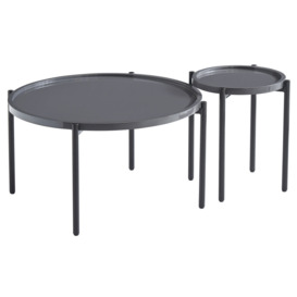 Cambridge Dark Grey Gloss Coffee Table and Side Table Set