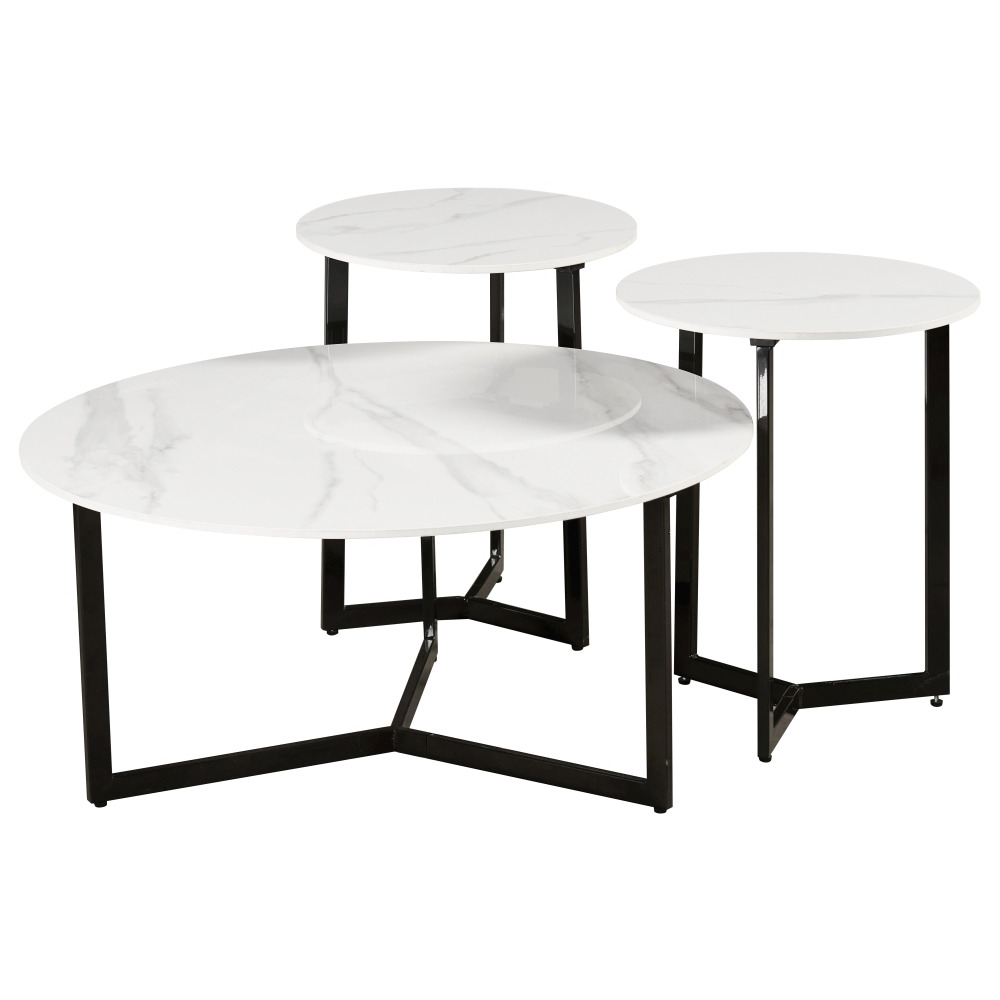 Dalston White and Grey Ceramic Top Coffee Table and Side Table Set - image 1