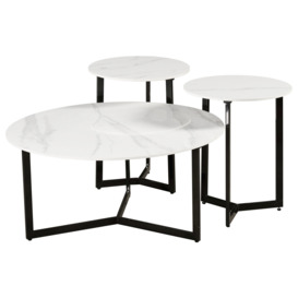 Dalston White and Grey Ceramic Top Coffee Table and Side Table Set - thumbnail 1