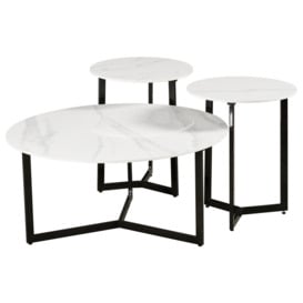 Dalston White and Grey Ceramic Top Coffee Table and Side Table Set