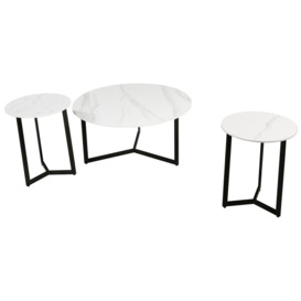 Dalston White and Grey Ceramic Top Coffee Table and Side Table Set - thumbnail 2
