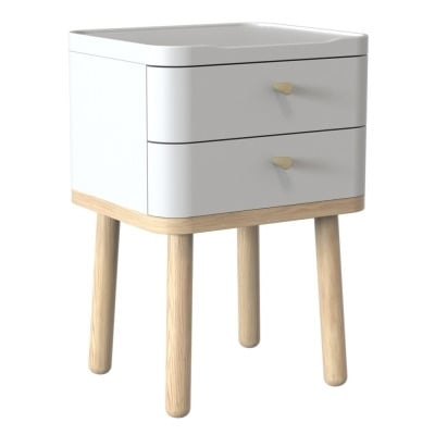 TCH Trua 2 Drawer Curved Bedside Cabinet - Oak and White Painted - image 1