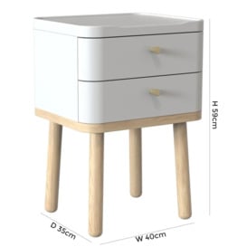 TCH Trua 2 Drawer Curved Bedside Cabinet - Oak and White Painted - thumbnail 2