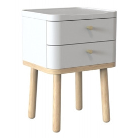 TCH Trua 2 Drawer Curved Bedside Cabinet - Oak and White Painted - thumbnail 1