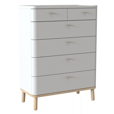 TCH Trua 4+2 Drawer Curved Large Chest - Oak and White Painted - image 1