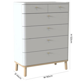 TCH Trua 4+2 Drawer Curved Large Chest - Oak and White Painted - thumbnail 2