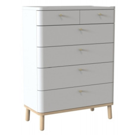 TCH Trua 4+2 Drawer Curved Large Chest - Oak and White Painted - thumbnail 1