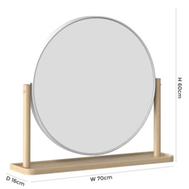 TCH Trua Round Dressing Table Mirror - Oak and White Painted - thumbnail 2