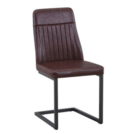 Vintage Brown Leather Dining Chair with Cantiliver Base (Sold in Pairs)