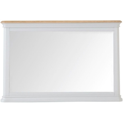 Clearance - Annecy Oak and Soft Grey Painted Rectangular Wall Mirror - 100cm x 65cm - 709 - image 1