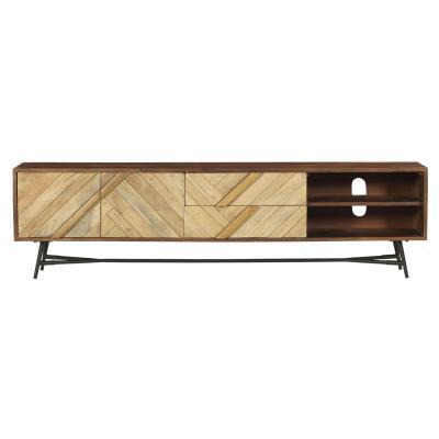 Rennes Chevron Large TV Unit - Rustic Mango Wood - image 1