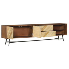 Rennes Chevron Large TV Unit - Rustic Mango Wood - thumbnail 3