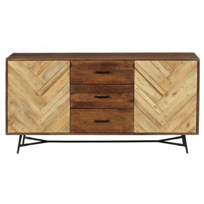 Rennes Chevron Large Sideboard - Rustic Mango Wood - image 1