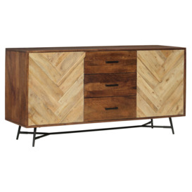 Rennes Chevron Large Sideboard - Rustic Mango Wood - thumbnail 2