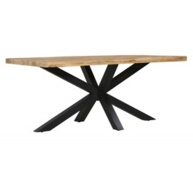 Fargo 12 Seater Industrial Dining Table - Rustic Mango Wood With Black Spider Legs