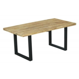 Fargo 6 Seater Industrial Dining Table - Rustic Mango Wood With Black U Legs - thumbnail 1
