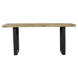 Fargo 6 Seater Industrial Dining Table - Rustic Mango Wood With Black U Legs - thumbnail 2