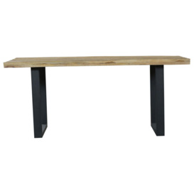 Fargo 12 Seater Industrial Dining Table - Rustic Mango Wood With Black U Legs - thumbnail 2