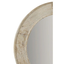 Clearance - Sahara Carved Round Mirror in White Washed Finished Mango Wood - thumbnail 3