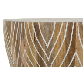Clearance - Sahara Carved Drum Coffee Table in White Washed Finished Mango Wood - thumbnail 2
