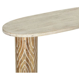 Clearance - Sahara Carved Pedestal Console Table in White Washed Finished Mango Wood - thumbnail 2