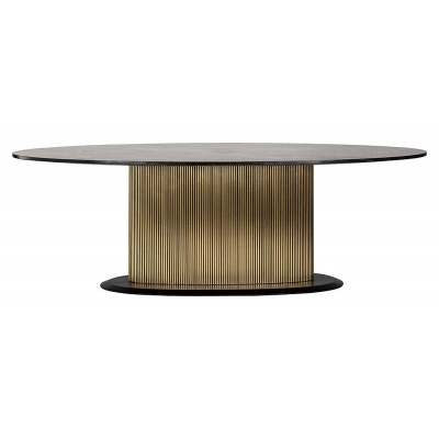 Ironville Golden and Black Marble Top Oval Dining Table - 235cm - image 1