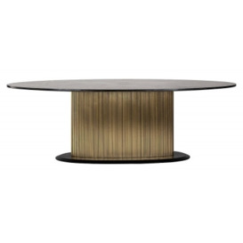 Ironville Golden and Black Marble Top Oval Dining Table - 235cm - thumbnail 1