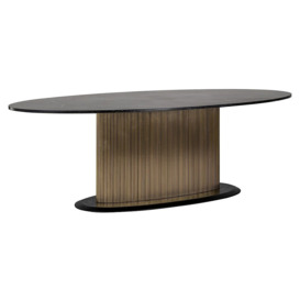 Ironville Golden and Black Marble Top Oval Dining Table - 235cm - thumbnail 2