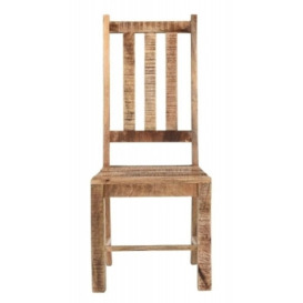 Dakota Mango Wood Dining Chair, Slatted Back Indian Light Natural Rustic Finish