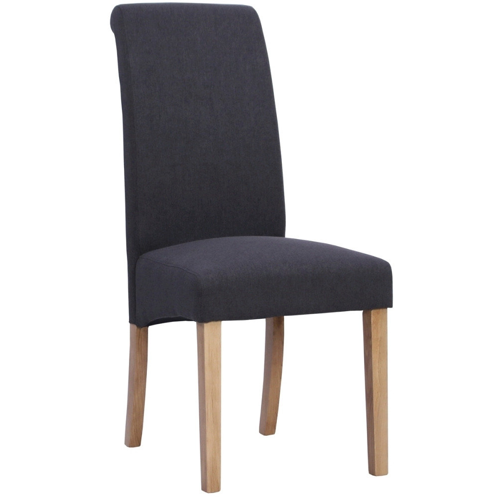 Devonshire Dorset Oak Dark Grey Wesbury Rollback Velvet Fabric Upholstered Dining Chair (Sold in Pairs) - image 1