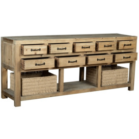 Langley Reclaimed Pine 8 Drawers and 2 Baskets Extra Large Sideboard - thumbnail 2
