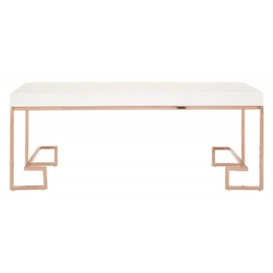 Kelley White High Gloss Top and Rose Gold Angled Legs Coffee Table