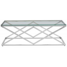 Kelley Glass Top and Silver Inverted Prism Base Coffee Table - thumbnail 1