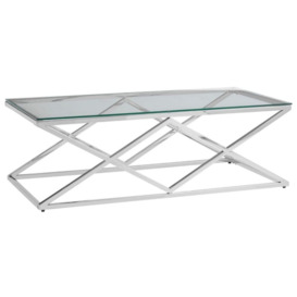 Kelley Glass Top and Silver Inverted Prism Base Coffee Table - thumbnail 2