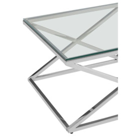 Kelley Glass Top and Silver Inverted Prism Base Coffee Table - thumbnail 3