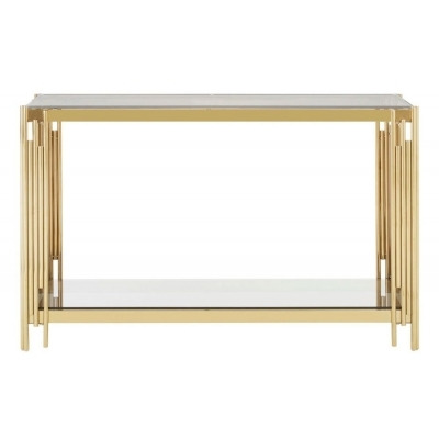 Kelley Glass Top and Gold Linear Console Table - image 1