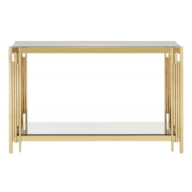 Kelley Glass Top and Gold Linear Console Table - thumbnail 1