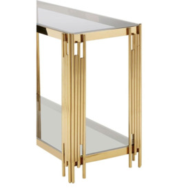 Kelley Glass Top and Gold Linear Console Table - thumbnail 3