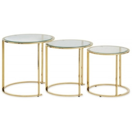 Kelley Glass Top and Gold Round Nest of Table (Set of 3)