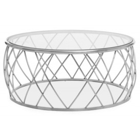 Artesia Clear Glass Top Round Coffee Table with Chrome Base