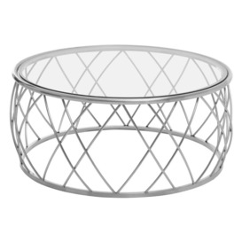 Artesia Clear Glass Top Round Coffee Table with Chrome Base - thumbnail 2