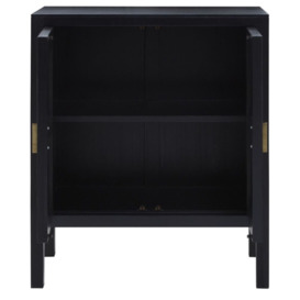 Achille Black Compact Small Sideboard, 75cm W with 2 Rattan Doors - thumbnail 2